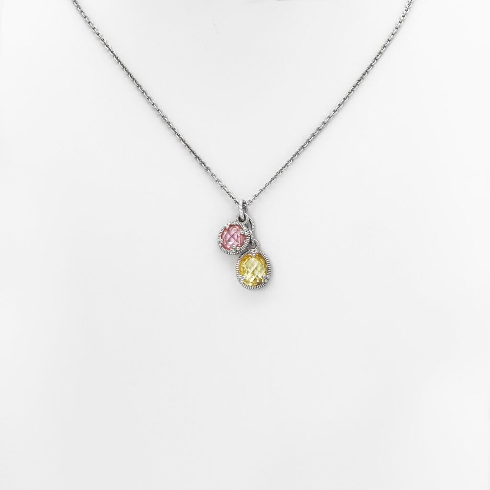 Judith Ripka La Petite Twin Stone Necklace